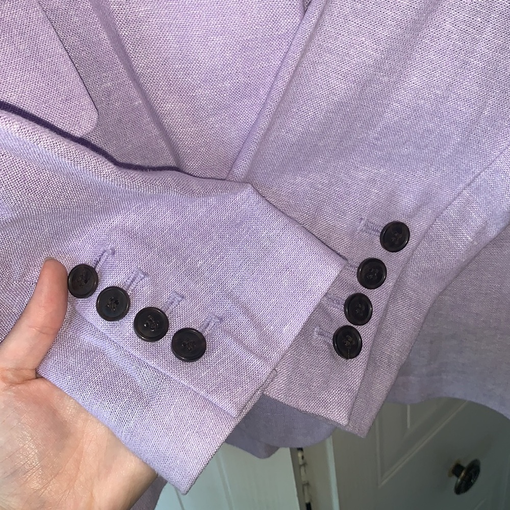 Liz Clairboune | Classic Fit Linen Blazer in Lavender Size 6 - Picture 7 of 11